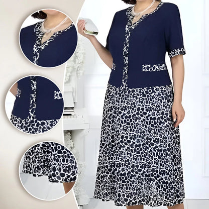 Women's Floral Pattern Two-Piece Look Midi Dress