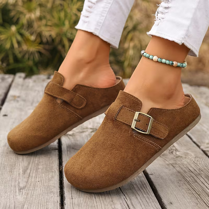 Women’s Suede-Look Buckle Clog Mules