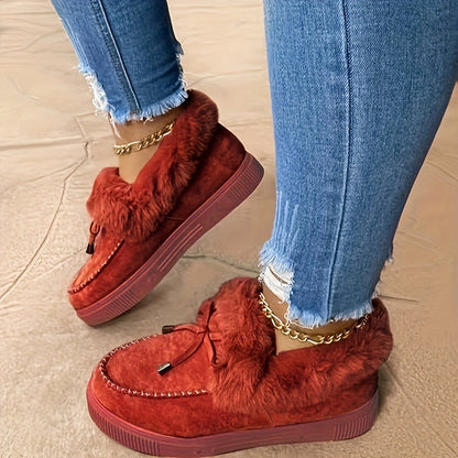 Women's Plush Trim Lace-Up Shoes