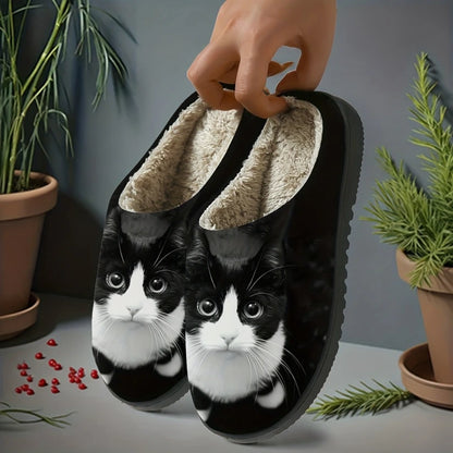 Women's Cat Print Slip-On Slippers