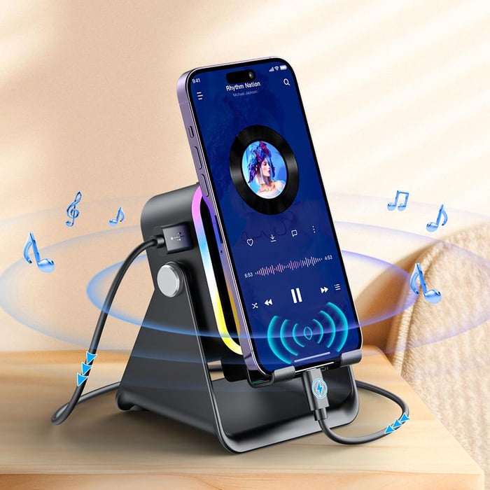 5-in-1 Wireless Induction Speaker Phone Stand