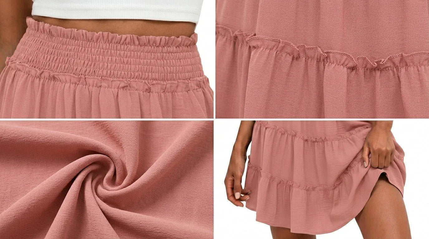 Women's Tiered Ruffle Skort with Built-In Shorts