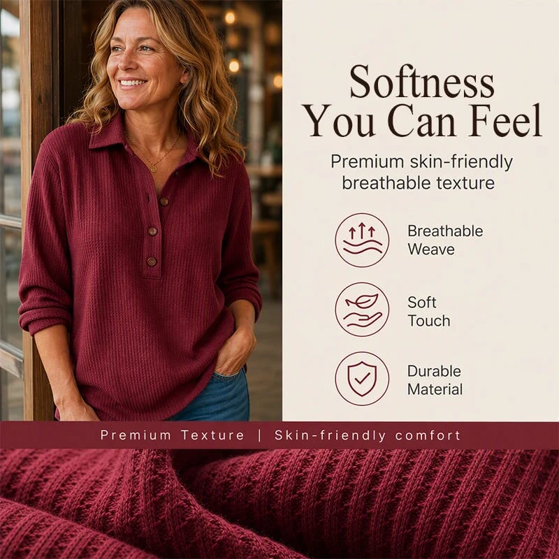 Women's Textured Collared Button Top