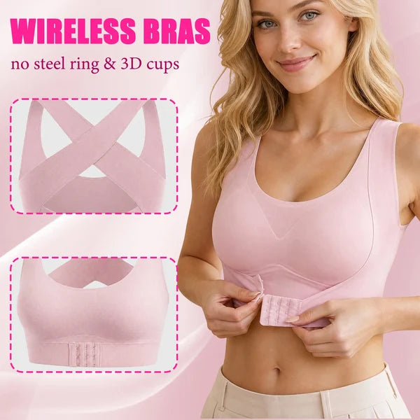 Women’s Cross-Back Front-Closure Wireless Bra