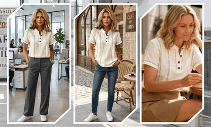 Casual Button V-Neck Blouse