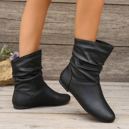 Women’s Leather-Look Slouchy Ankle Boots