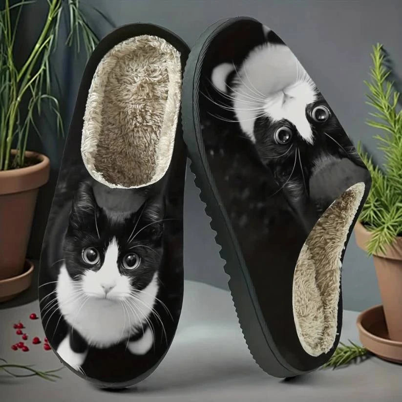 Women's Cat Print Slip-On Slippers