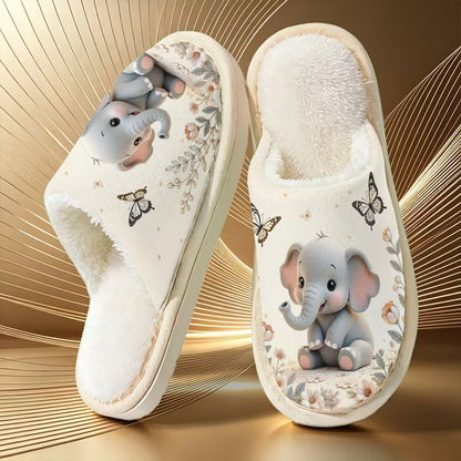 Unisex Elephant Print House Slippers