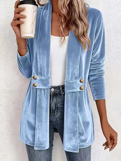 Women’s Double-Breasted Velvet-Look Cardigan
