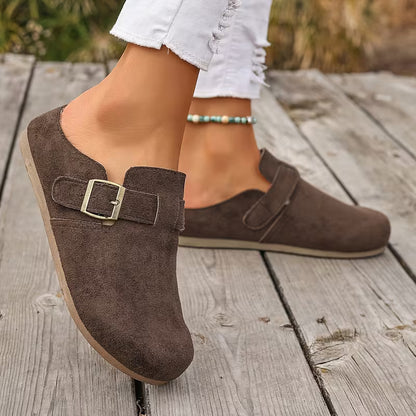 Women’s Suede-Look Buckle Clog Mules