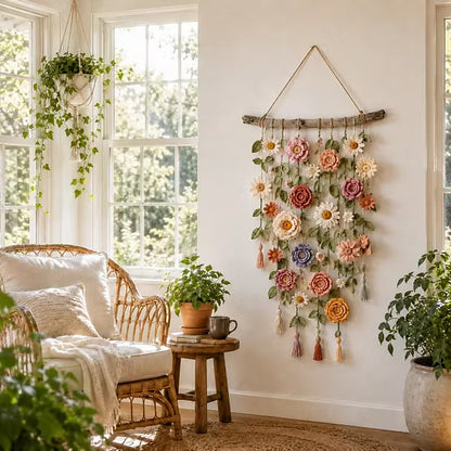 Crochet Floral Wall Hanging Decor