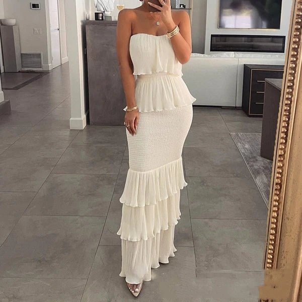 Women’s Strapless Tiered Ruffle Dress
