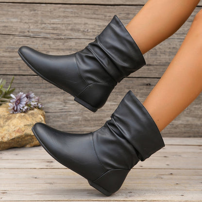 Women’s Leather-Look Slouchy Ankle Boots