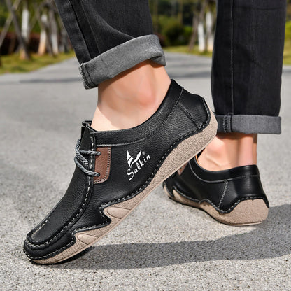 Men's Stitched Lace-Up Casual Shoes