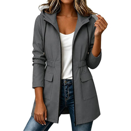 Women's Hooded Zip Jacket with Front Pockets