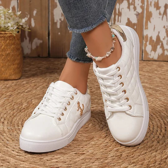 Quilted Lace-Up Casual Sneakers