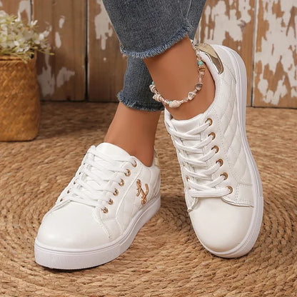 Quilted Lace-Up Casual Sneakers