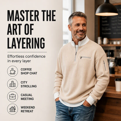 Men's Quarter-Zip Textured Pullover