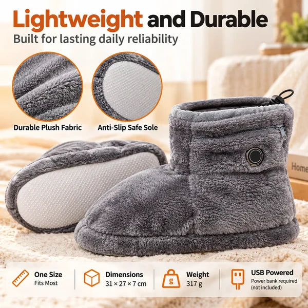 USB Heated Plush Boot Slippers