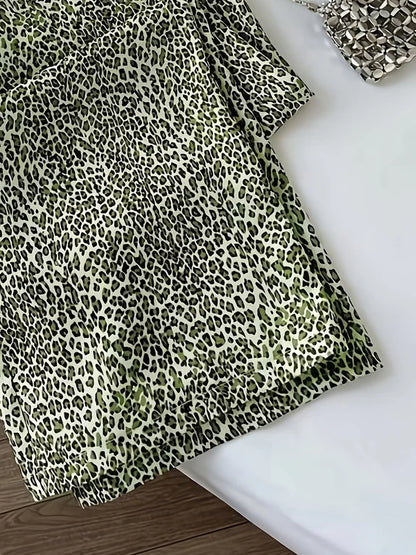 Women's High-Waisted Leopard Print Wide-Leg Pants