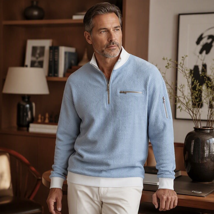 Men's Quarter-Zip Textured Pullover