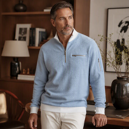 Men's Quarter-Zip Textured Pullover