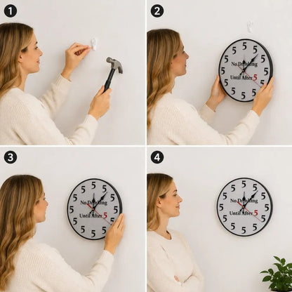 Funny No Drinking Until After 5 Wall Clock
