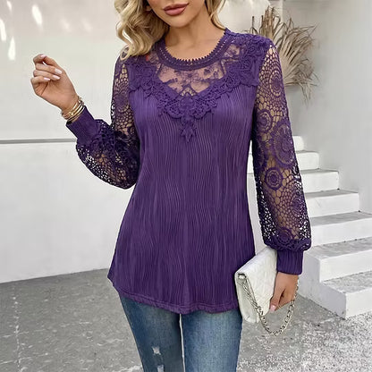 Women's Lace-Detail Long-Sleeve Blouse
