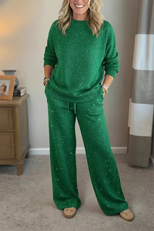 Women’s Shimmer Jersey Wide-Leg Lounge Set
