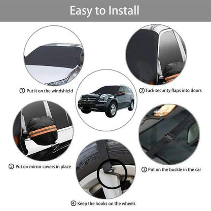 Car Windshield Cover with Side Mirror Panels