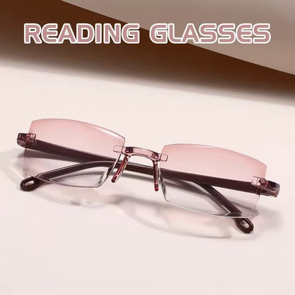 Rimless Reading Glasses with Rectangular Frames