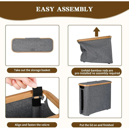 Foldable Toilet Paper Storage Basket with Lid