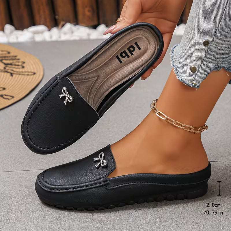Women's Bow Detail Backless Loafers