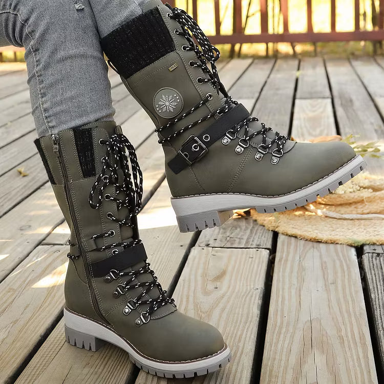 Women's Lace-Up Buckle Boots