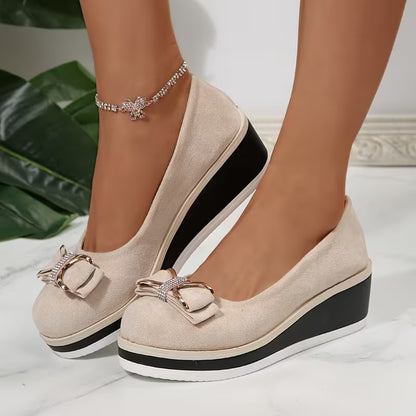 Women's Bow Detail Wedge Court Shoes