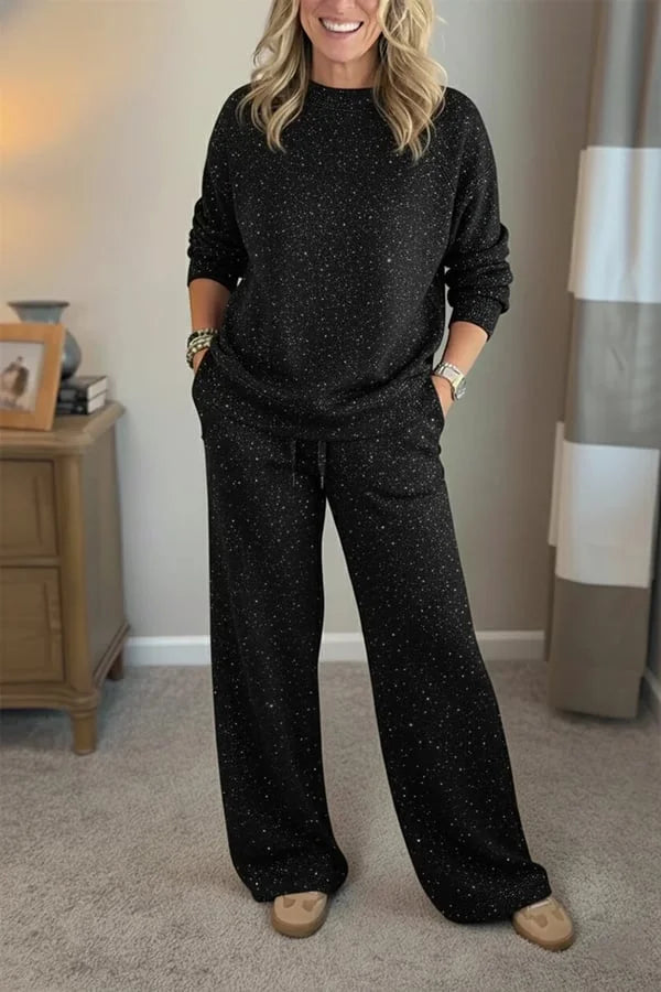 Women’s Shimmer Jersey Wide-Leg Lounge Set