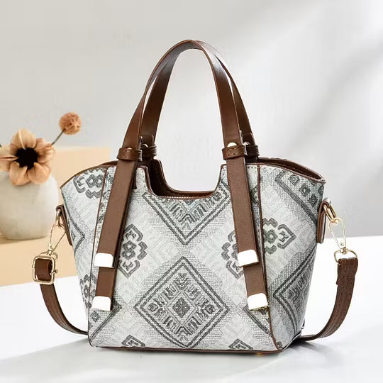 Women's Patterned Tote Bag with Shoulder Strap