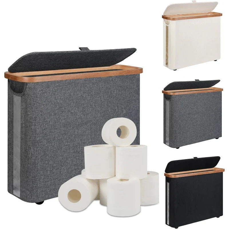 Foldable Toilet Paper Storage Basket with Lid
