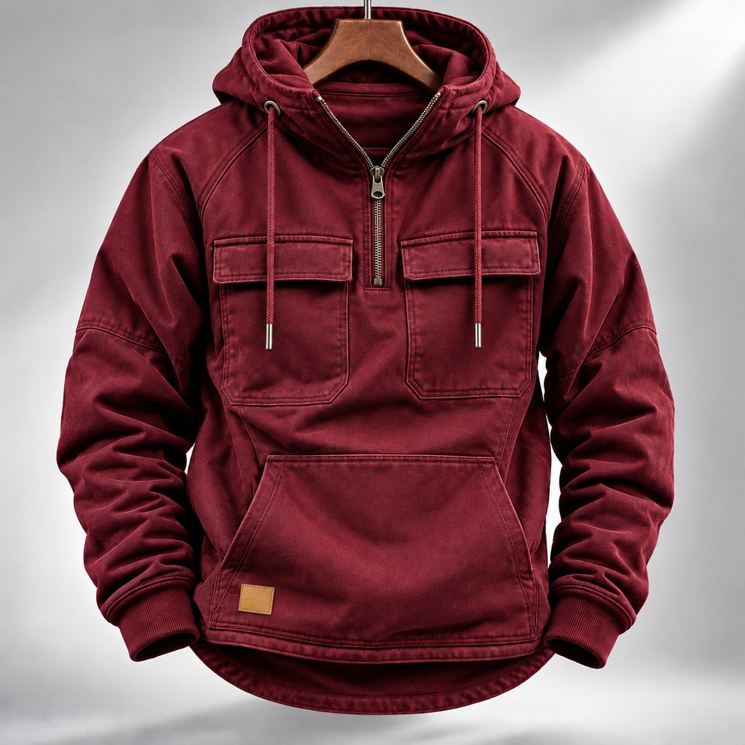 Men's Hooded Quarter-Zip Pullover Jacket