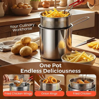 Stainless Steel Frying Pot with Grid