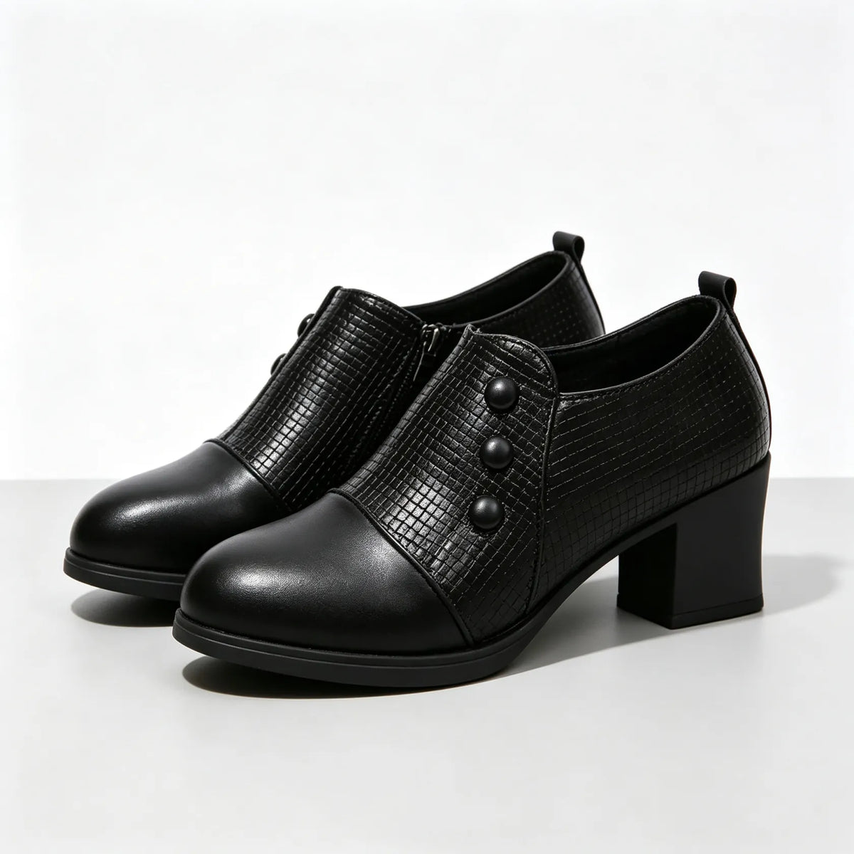 Women's Button-Accent Block Heel Shoes