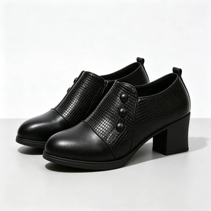 Women's Button-Accent Block Heel Shoes