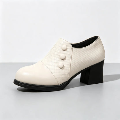 Women's Button-Accent Block Heel Shoes