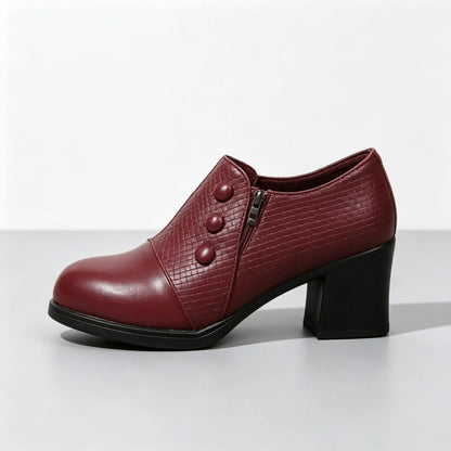 Women's Button-Accent Block Heel Shoes