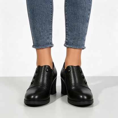 Women's Button-Accent Block Heel Shoes