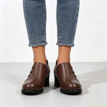 Women's Button-Accent Block Heel Shoes
