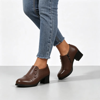 Women's Button-Accent Block Heel Shoes