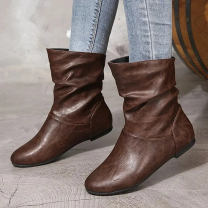 Women’s Leather-Look Slouchy Ankle Boots