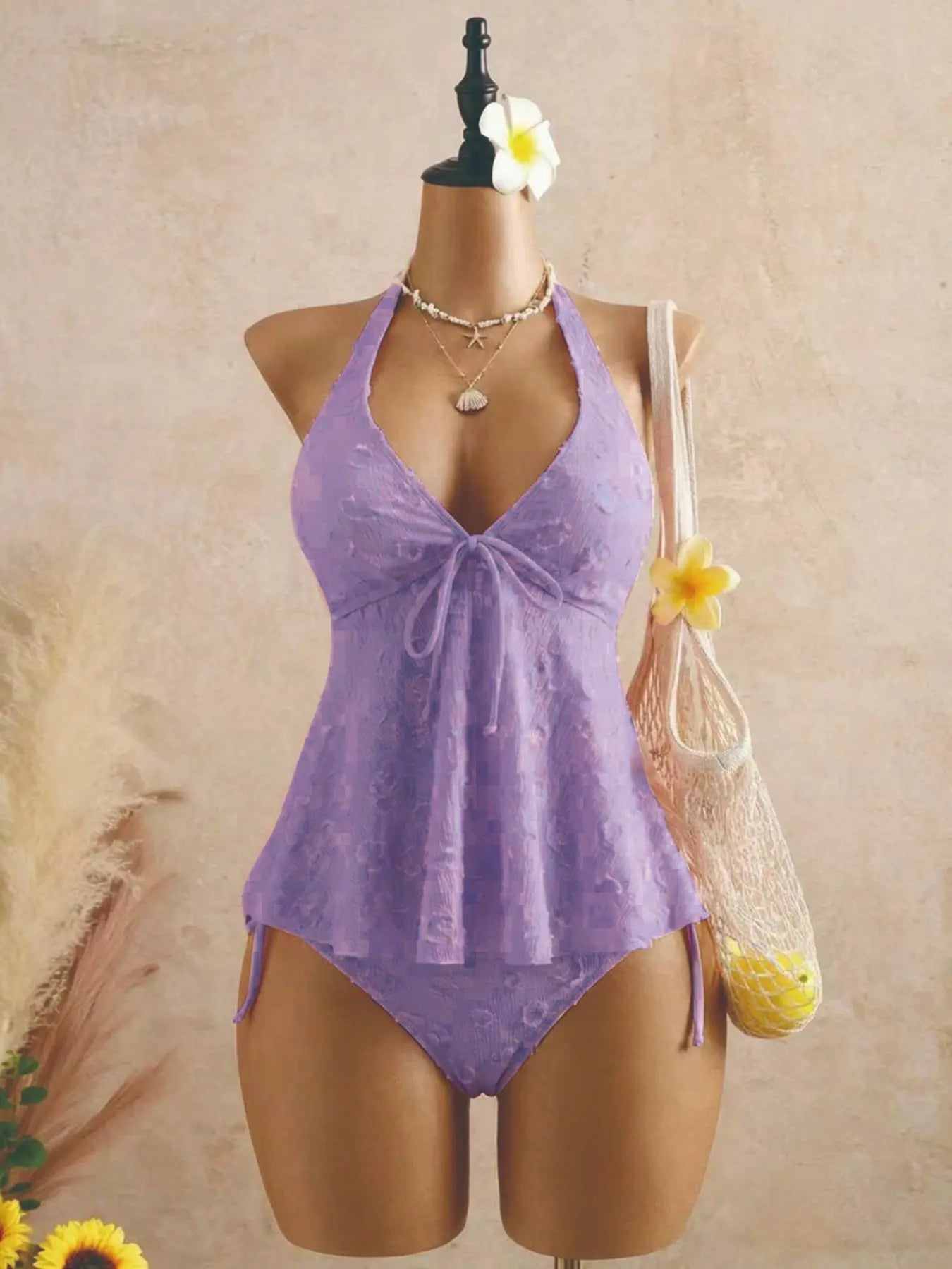 Women’s Halter Peplum Tankini Set