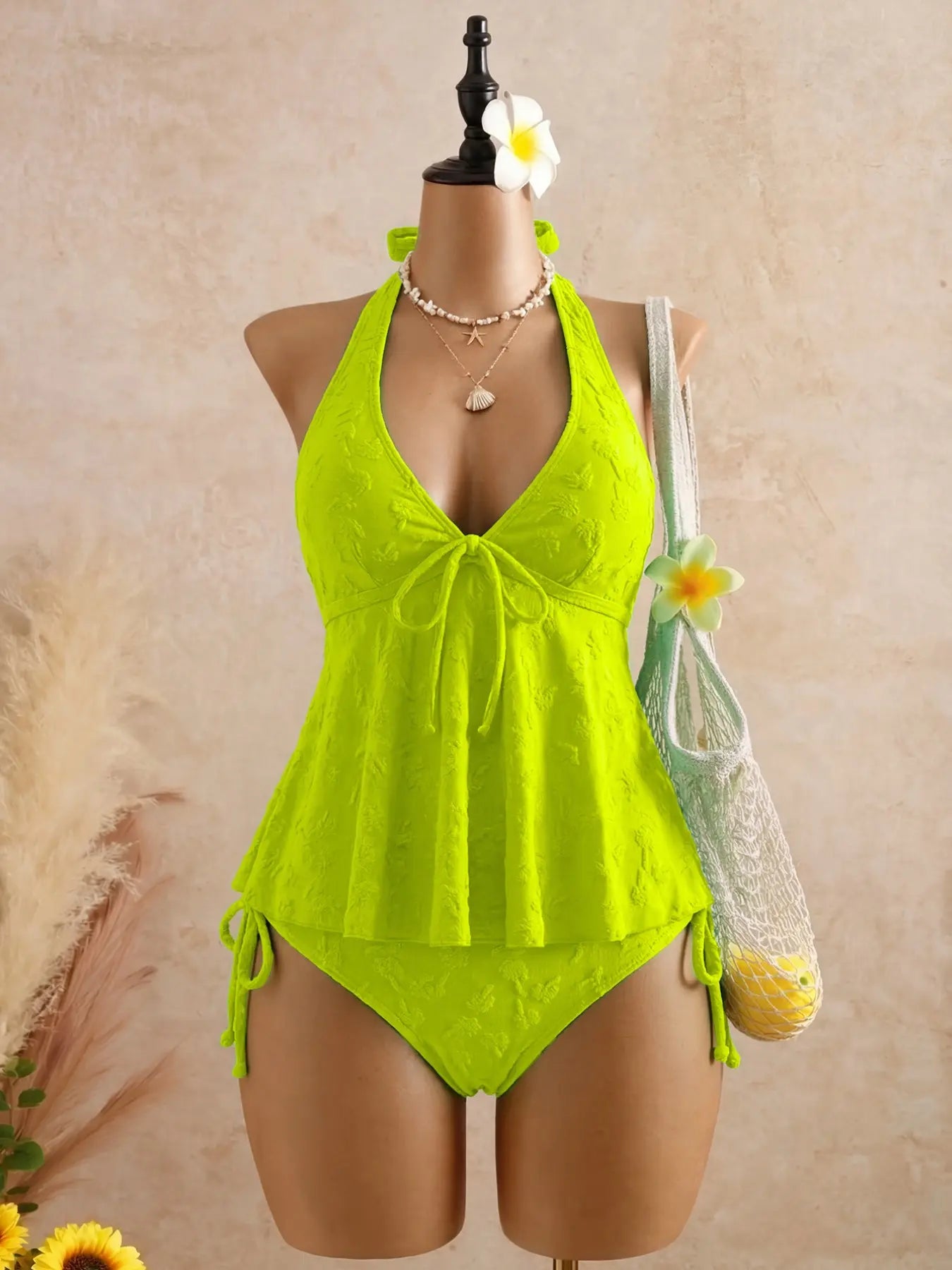 Women’s Halter Peplum Tankini Set